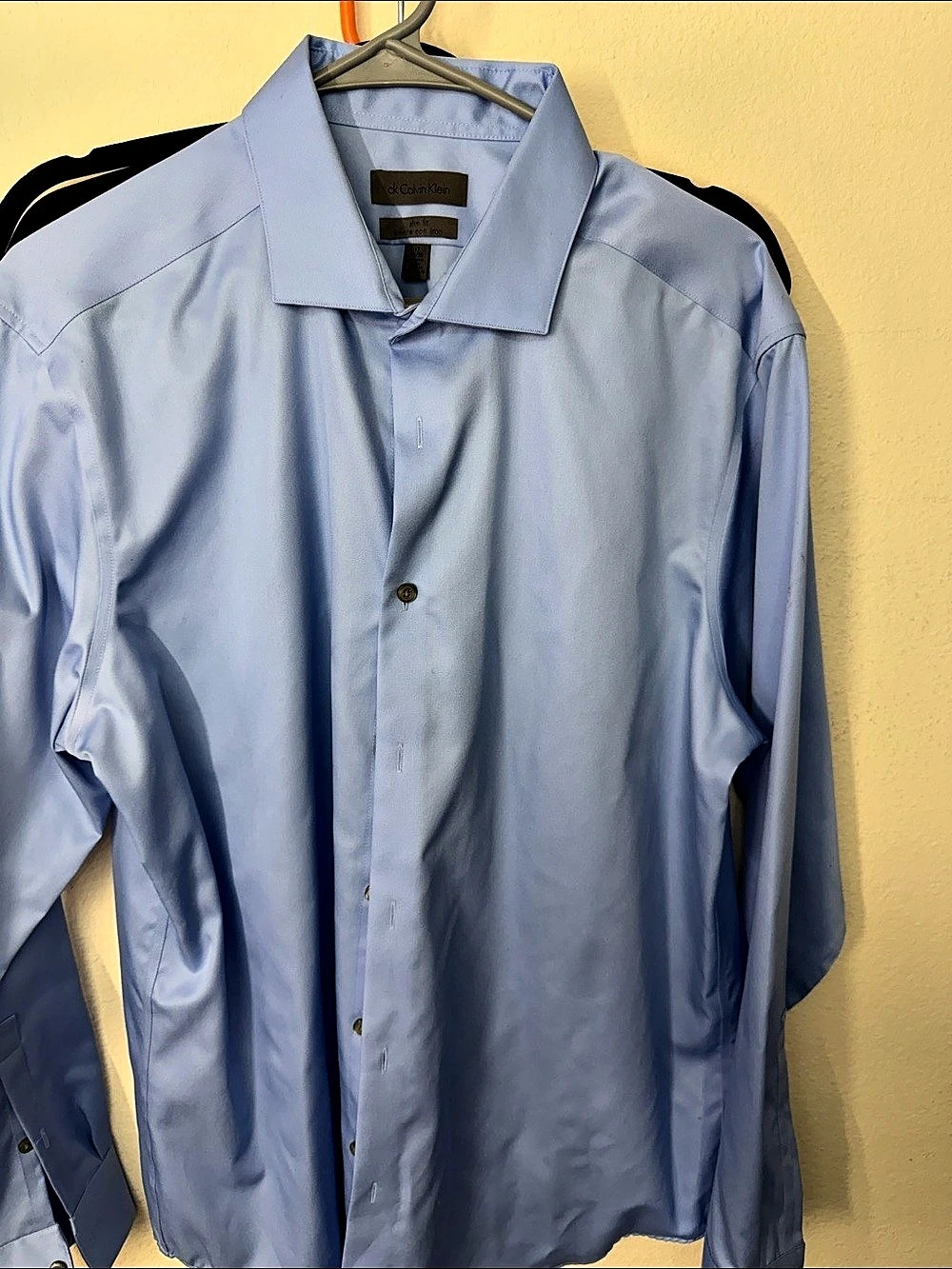 Calvin Klein Infinite Non Iron Slim Fit Dress Shirt Blue Dress Shirt Medium